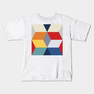 Building Block Boho Optical Illusion Tessellation Kids T-Shirt